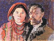 Stanislaw Wyspianski Self Portrait with Wife at the Window, oil painting artist